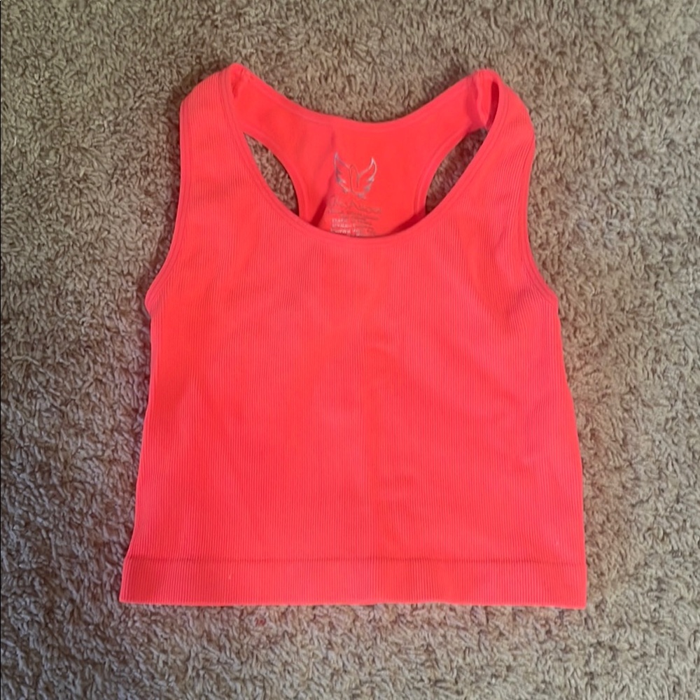 Women's Ribbed Coral Workout Tank Top